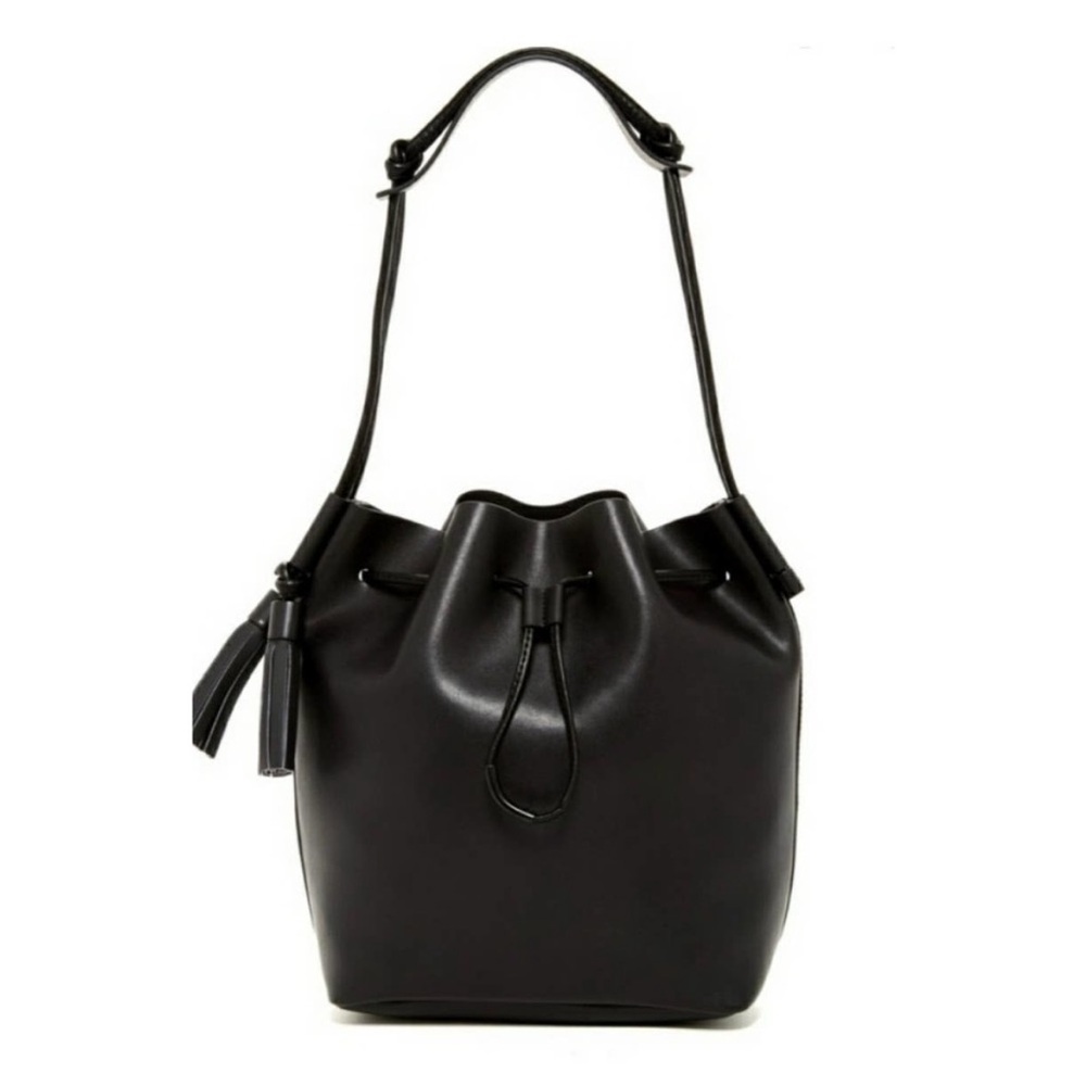 Black Leather Drawstring Bucketbag, Vince Camuto - Picture 2 of 14
